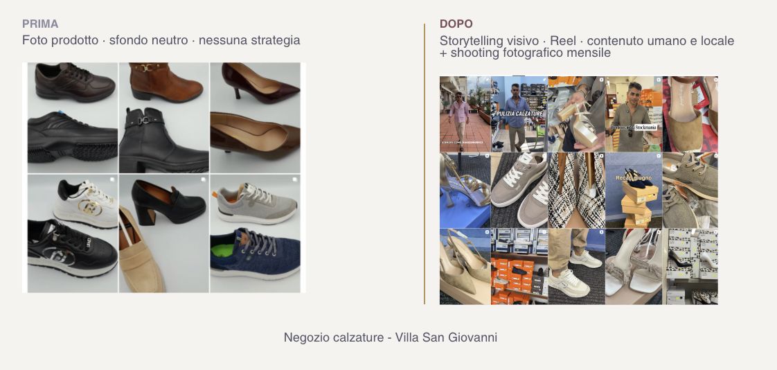 Da semplici foto prodotto a storytelling visivo, reel e contenuti umani girati in negozio.
